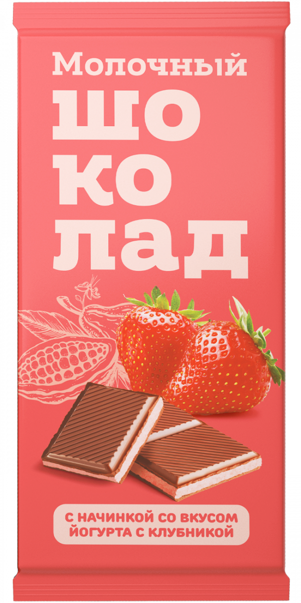 №1 Меренга Шоколад молочный с начинкой Йогурт-Клубника,(блок 24шт по 80г)   в Отрадном
