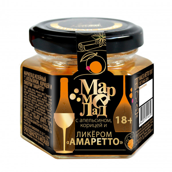№2 Мармелад в банке "С апельсином, корицей и ликером "Амаретто" 130г (18+) в Отрадном